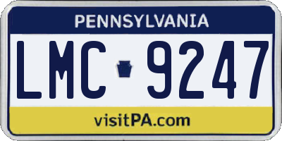 PA license plate LMC9247
