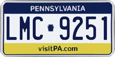 PA license plate LMC9251