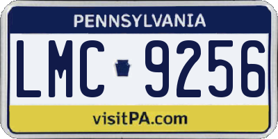 PA license plate LMC9256
