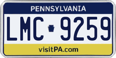 PA license plate LMC9259