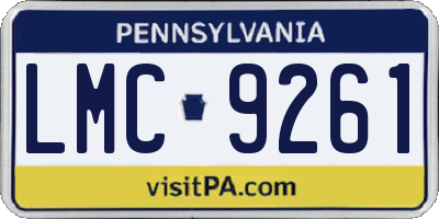 PA license plate LMC9261