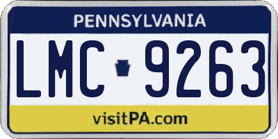 PA license plate LMC9263