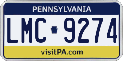 PA license plate LMC9274