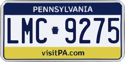 PA license plate LMC9275