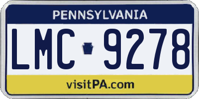 PA license plate LMC9278