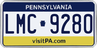 PA license plate LMC9280