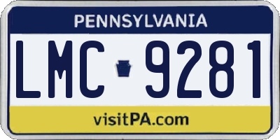 PA license plate LMC9281