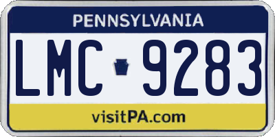 PA license plate LMC9283