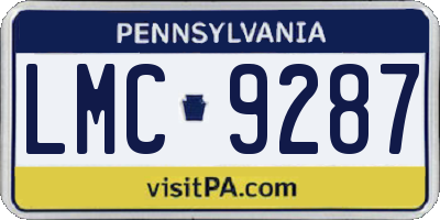 PA license plate LMC9287
