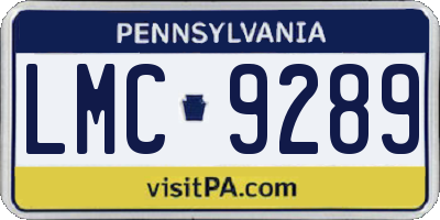PA license plate LMC9289