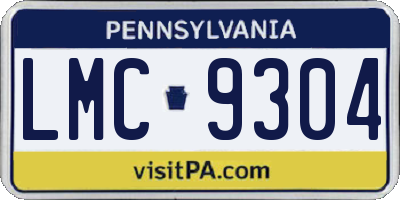PA license plate LMC9304