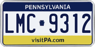 PA license plate LMC9312