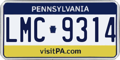 PA license plate LMC9314