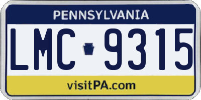 PA license plate LMC9315