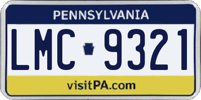 PA license plate LMC9321
