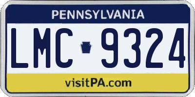 PA license plate LMC9324