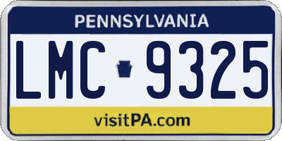 PA license plate LMC9325