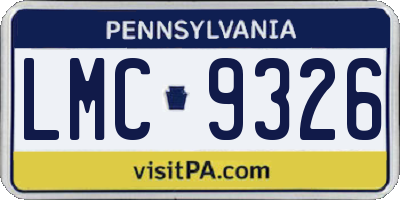 PA license plate LMC9326