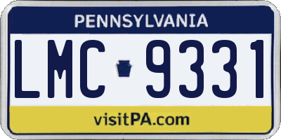 PA license plate LMC9331