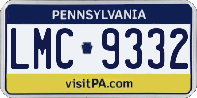 PA license plate LMC9332