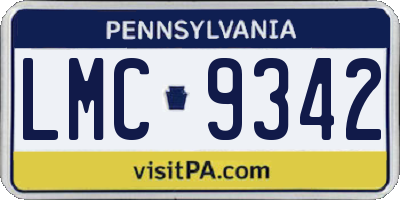 PA license plate LMC9342