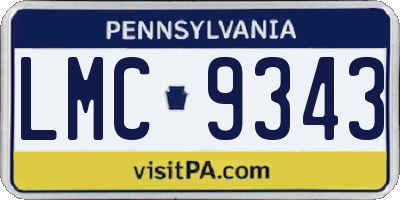 PA license plate LMC9343