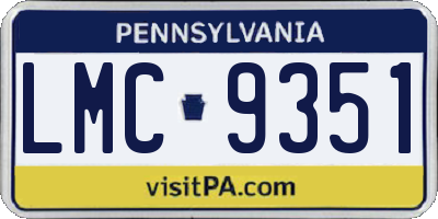 PA license plate LMC9351