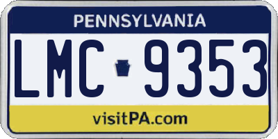 PA license plate LMC9353