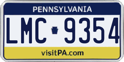 PA license plate LMC9354