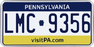 PA license plate LMC9356