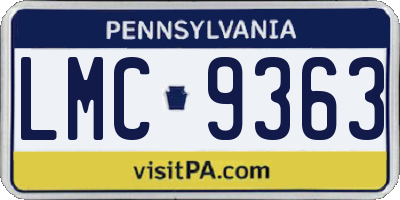 PA license plate LMC9363