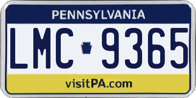 PA license plate LMC9365