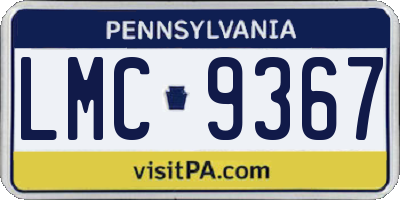 PA license plate LMC9367
