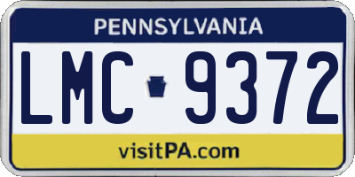 PA license plate LMC9372