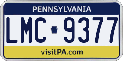 PA license plate LMC9377