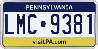 PA license plate LMC9381