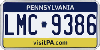 PA license plate LMC9386
