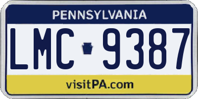 PA license plate LMC9387