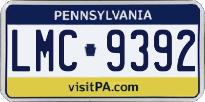 PA license plate LMC9392