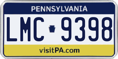 PA license plate LMC9398