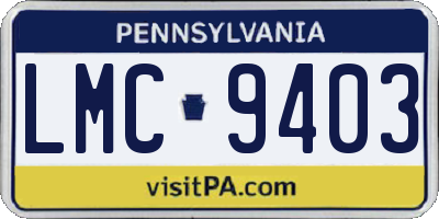 PA license plate LMC9403