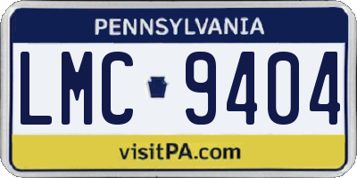 PA license plate LMC9404