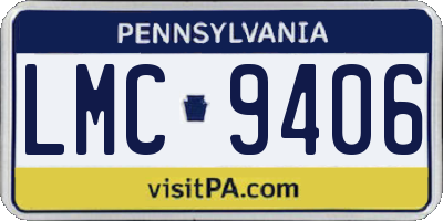 PA license plate LMC9406