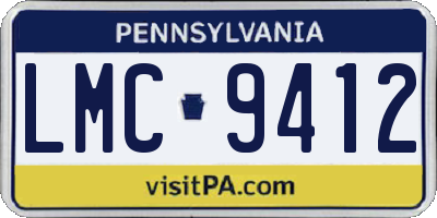 PA license plate LMC9412
