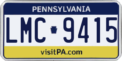 PA license plate LMC9415