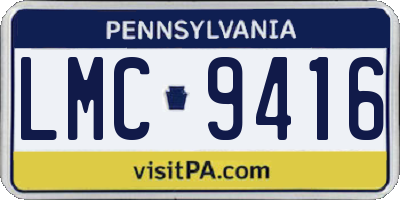 PA license plate LMC9416
