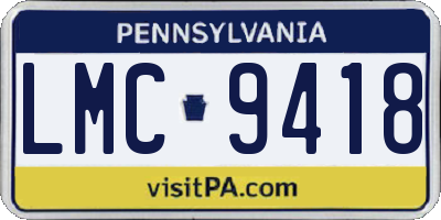 PA license plate LMC9418