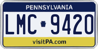 PA license plate LMC9420