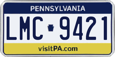 PA license plate LMC9421