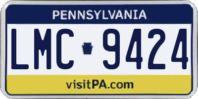 PA license plate LMC9424